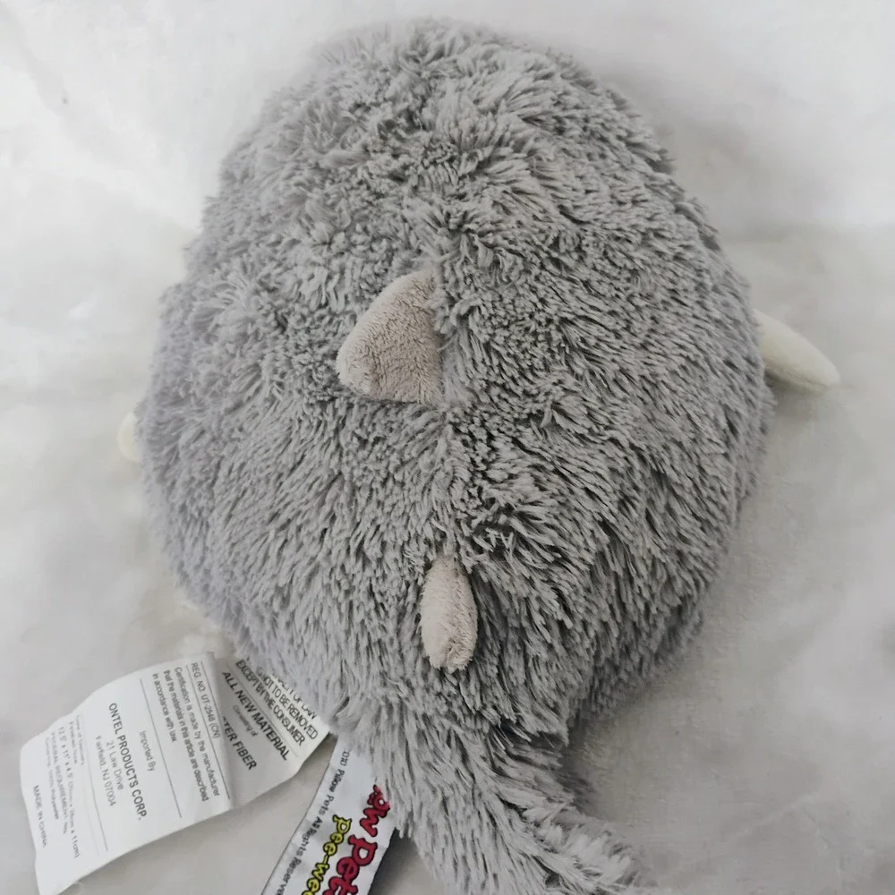 Pillow Pets Pee-Wees Great White Shark Plush Grey Shaggy Folding Stuffed Toy